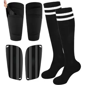 Kids Soccer Shin Guards with Sleeves and Socks Set Youth Toddler Shin Pads Long Socks for 3-12 Years Boys Girls Lightweight Soccer Equipment