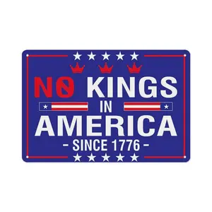 No Kings Protest Metal Signs To Carry-America Home Decor Since 1776 Patriotic Statement Poster For Yard Sign Decor 8x12inch, Aluminium