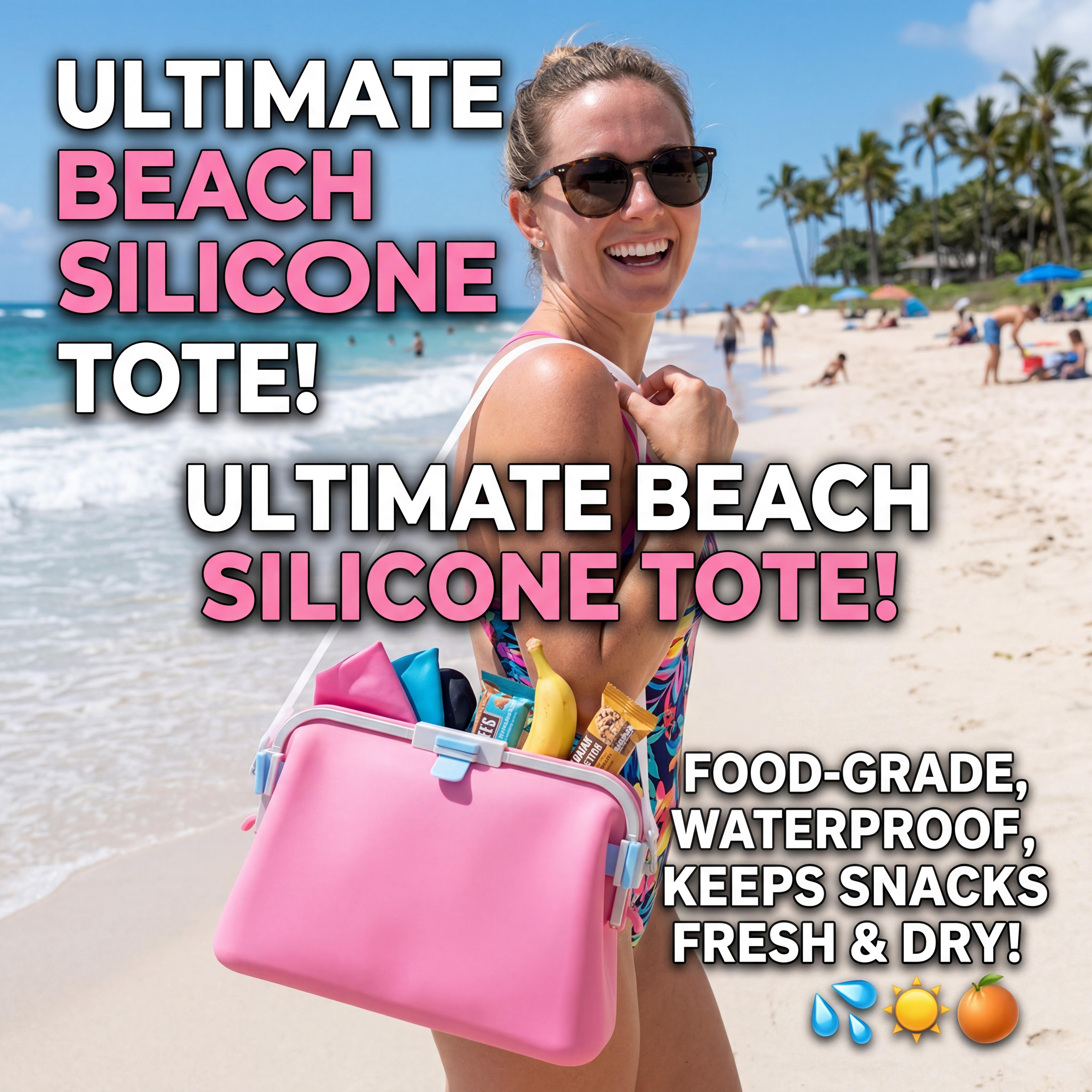 100% Food-Grade Solid Silicone Multi-Use Tote Crossbody Bag - 1500-4000ml, Foldable Leakproof Waterproof Sandproof, Adjustable Shoulder Strap, Buckle, Dry-Wet Split, Eco-Friendly BPA-Free Sports & Outdoor Lunch Storage Organizer, Travel, 100% Food-Grade S