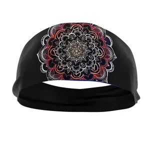 RAVEbandz The Pro - Wide Stretch Headband  (Coral Mandala)