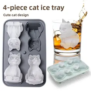 3D Cat Ice Cube Tray, BPA-Free Silicone Mold, Cute Kitchen Accessory, Safe for Dishwasher, Perfect for Cocktails, Chocolate, Jello, Ice Ball Trays