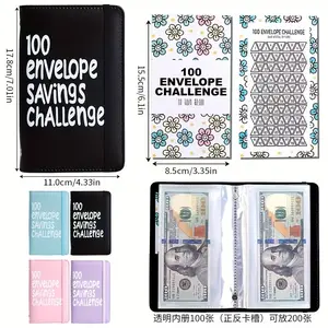 100-Envelope 100-Day Money Saving Challenge Book & Mini Budget Binder with Cash Storage Envelopes - Save $5,050in 100 Days, Weekly Savings Plan, Personalizable Date-Stamped Budget Journal for Financial Goals, Cash Envelope System for