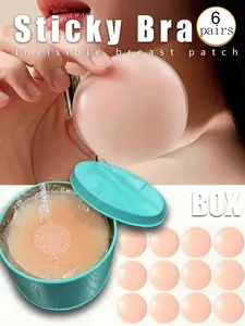 6 Pairs Women's Invisible Sweat Proof Waterproof Nipple Covers, Reusable Washable Adhesive Nipple Pasties, Ultra Thin Edge Natural Look Breast Covers, All Sizes Sticky Nipple Covers, Skin Friendly Silicone Nipple Covers, Fit, Suitable For Work & Casual