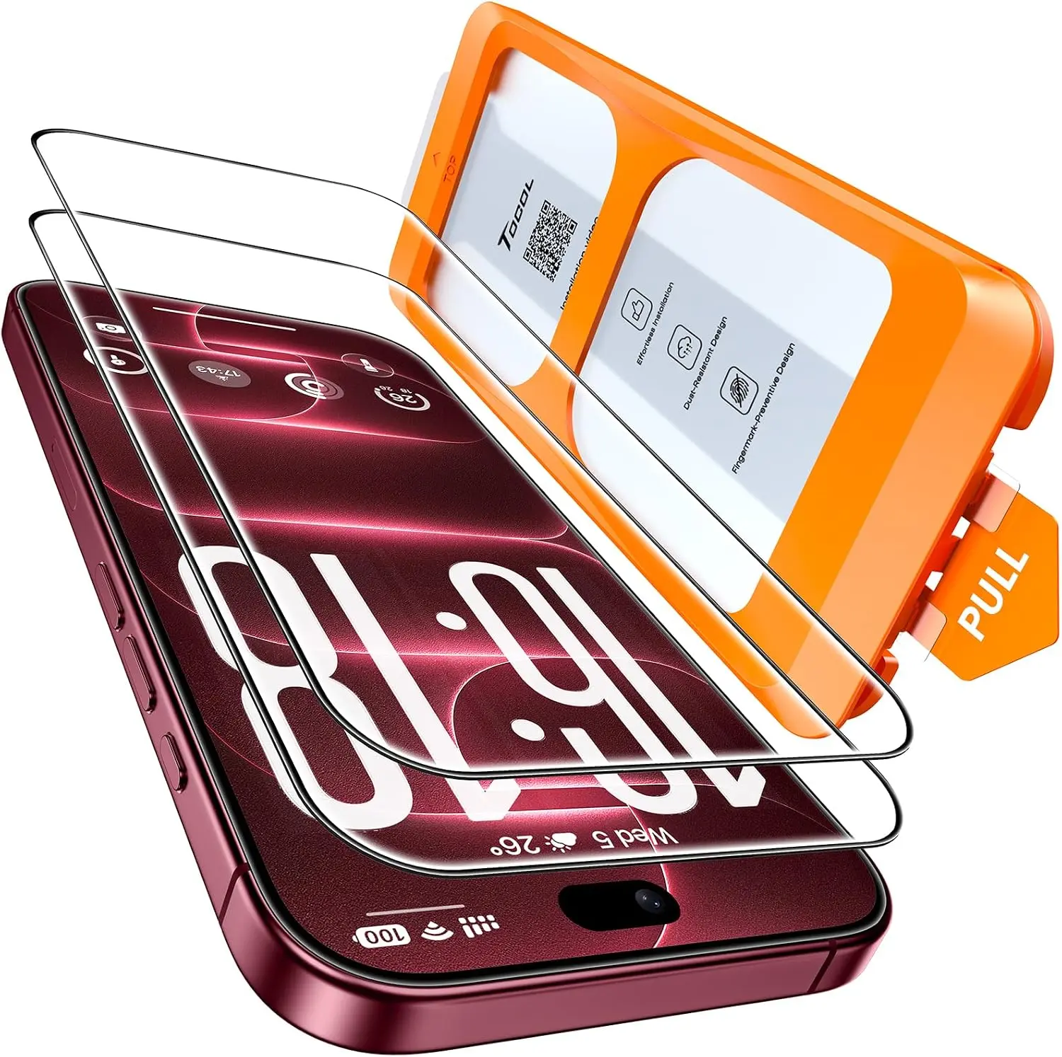 iPhone 18 Pro Max Screen Protector 9H+ Tempered Glass 6.9" HD Clear Anti-Scratch Bubble-Free 2 Pack Easy Installation Military Grade Shatterproof