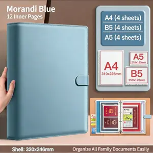 Thickened leather family document organizer, loose-leaf file organizer, certificate document pouch, property deed protective cover