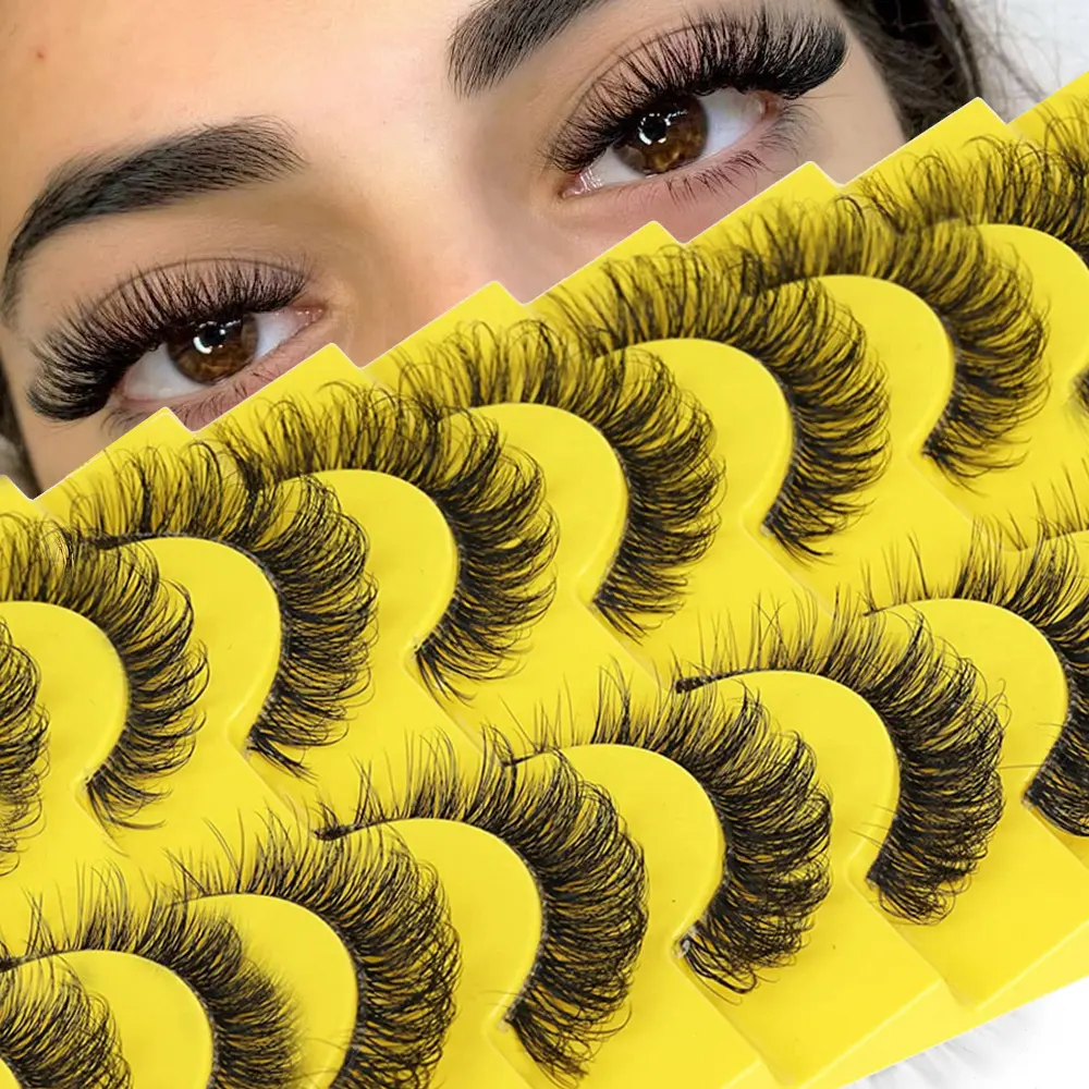 10 Pairs False Eyelashes 6D Super Fluffy Wispy Faux Mink Eyelashes Cat Eye Effect Longer Looking Lashes Dramatic Lashes Eyelash Extension Makeup Fluffy Volume Eyelashes Volume Focused Lashes Fancy Lashes Synthetic Lashes