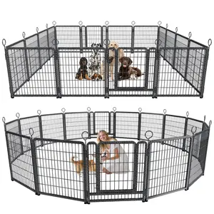 Aobtkel®Dog Playpen Outdoor Extra Wide 16 Piece Panels Heavy Duty Dog Fence 40" Height Anti-Rust with Doors Portable for RV Camping Yard, Total 37FT, 111Sq.ft, Snowy Black   WL#Summervibes
