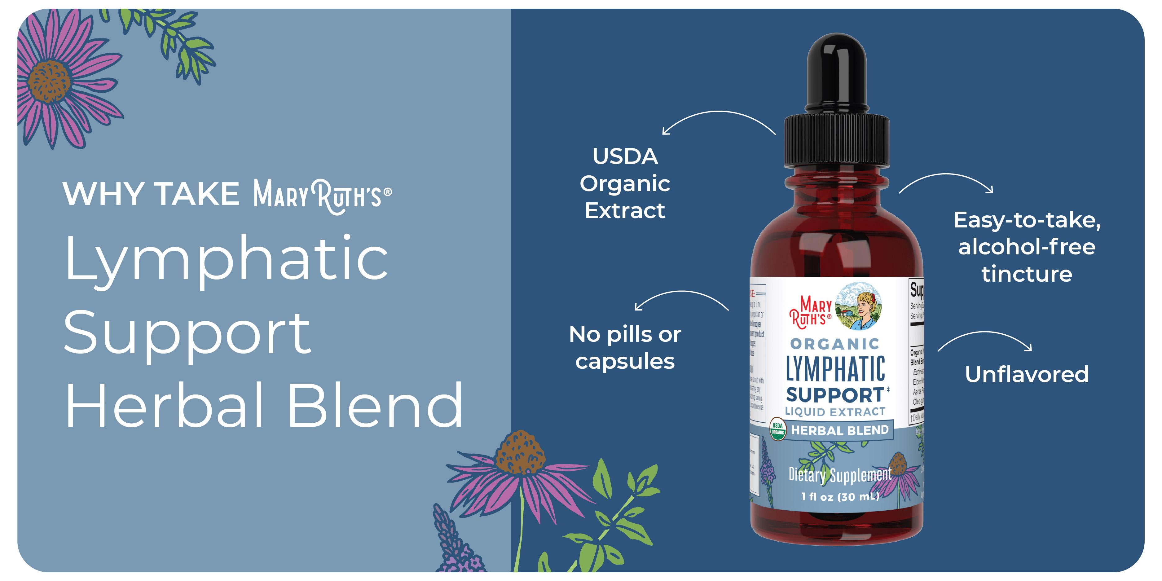 MaryRuth's Lymphatic Support Herbal Blend Liquid Drops - USDA Organic - Echinacea & Elderberry - Blue Vervain - Vegan - 30 Servings MaryRuth's Lymphatic Support Herbal Blend Liquid Drops - USDA Organic - Echinacea & Elderberry - Blue Vervain - Vegan - 30 Servings