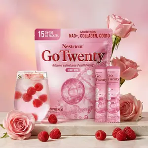 GoTwenty Daily Wellness Drink Mix | Collagen, NAD+ & CoQ10 | Berry Rose Flavor | 20 On-The-Go Packets | Nestrient tiktokshopspringglowup