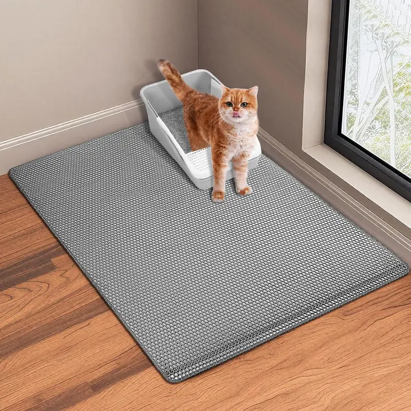 24''x18'' Large Soft EVA Cat Litter Mat, 2-Layer Tray-Compatible Litter-Trapping Rug - Waterproof, Urine-Proof, Odor-Free, Quick-Dry (5-10 Mins), Non-Slip Pawsafe, Easy to Clean - for Tile/Wood Floors, Indoors, Car Accessories Tray Accessory