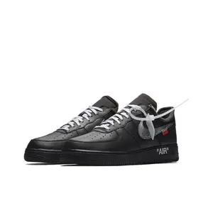 rand New Full Shoe Box Black Leather Low Top Skate Sneakers Silver Crackle Logo Orange Tag White Printed Laces Cushioned Wearproof Rubber Sole For Men Women