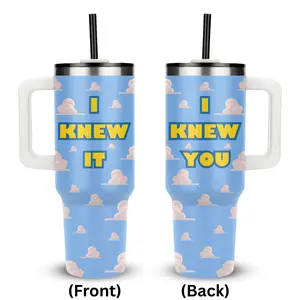 I Knew It Blue Sky Cloud 40oz Tumbler With Handle and Straw, Funny Quote Insulated Travel Cup, Cute Gift for Her