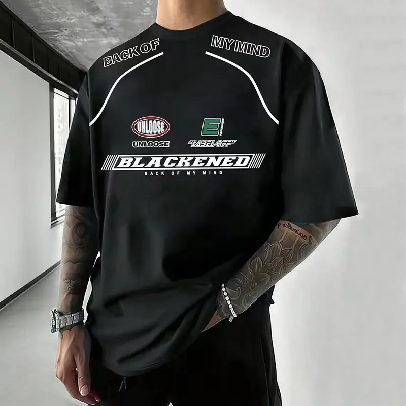 NERCAMN Men's Summer Ice Silk Thin Racing Locomotive Short Sleeve T-Shirt Summer Casual Loose Versatile Sports Top Clothing Men's