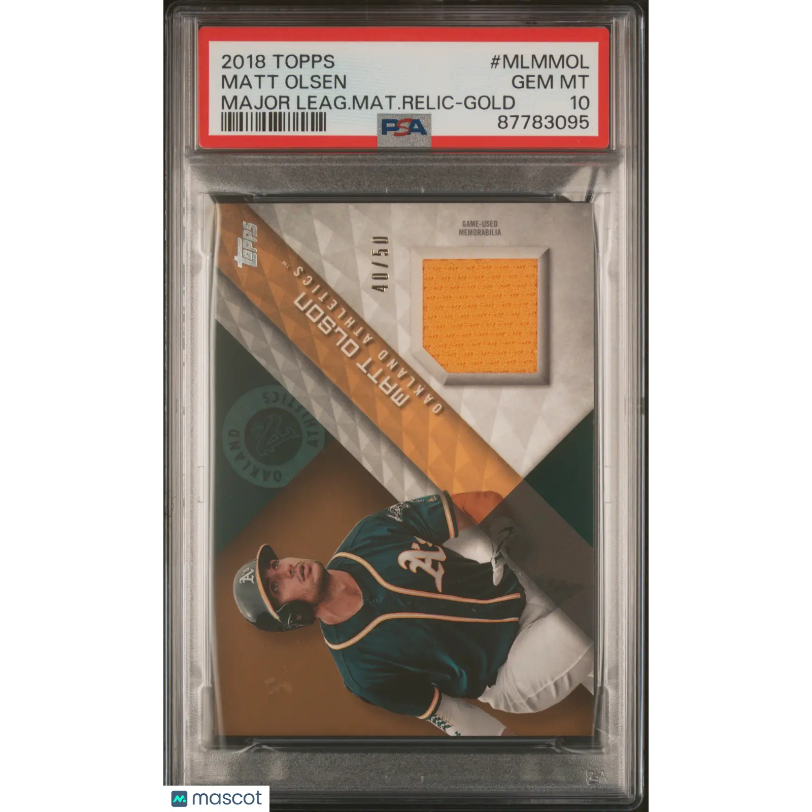 Matt Olsen PSA 2018 Topps Major League Material Relic GOLD 10 87783095 POP 1