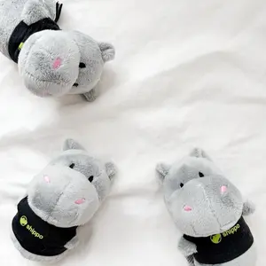 Shippo Hippo Plushie - Soft Gray Animal with Black Shirt and Pink Accents Shippo Hippo Plushie