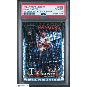 2024 Topps Update Evan Carter #US58 Silver Crackle Foilboard PSA 10