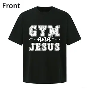 [100% Cotton] Gym And Jesus T-Shirt Fitness Meets Faith Themed Wear For Active Believers Trendy Casual T-Shirt Perfect For Gym Sessions Or Church Gatherings Embracing Healthy Faithful Lifestyle