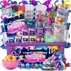 Unicorn Slime Kit for Girls Ages 7-12, DIY Shimmer Slime Set with Glow-in-The-Dark, Pearlescent, Holographic & Glitter Slimes, Creative Craft Birthday Gift for Kids