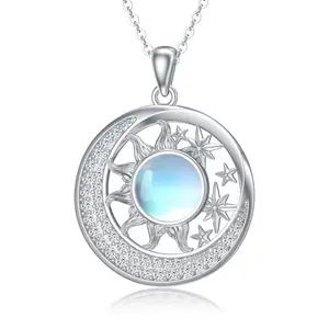 S925 sterling silver women's sun and moon necklace jewelry style