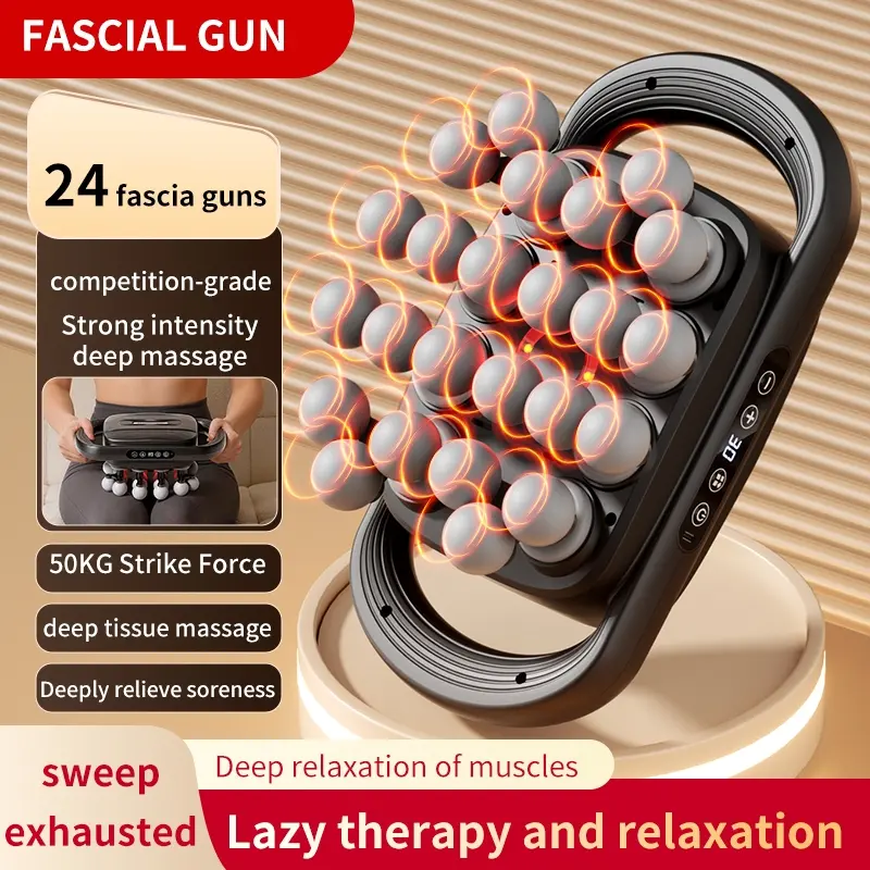 24-Head Deep Tissue Percussion Massage Gun, Personal Care Massage Device with 3 Modes & 30 Intensities for Back, Legs Pain Relief