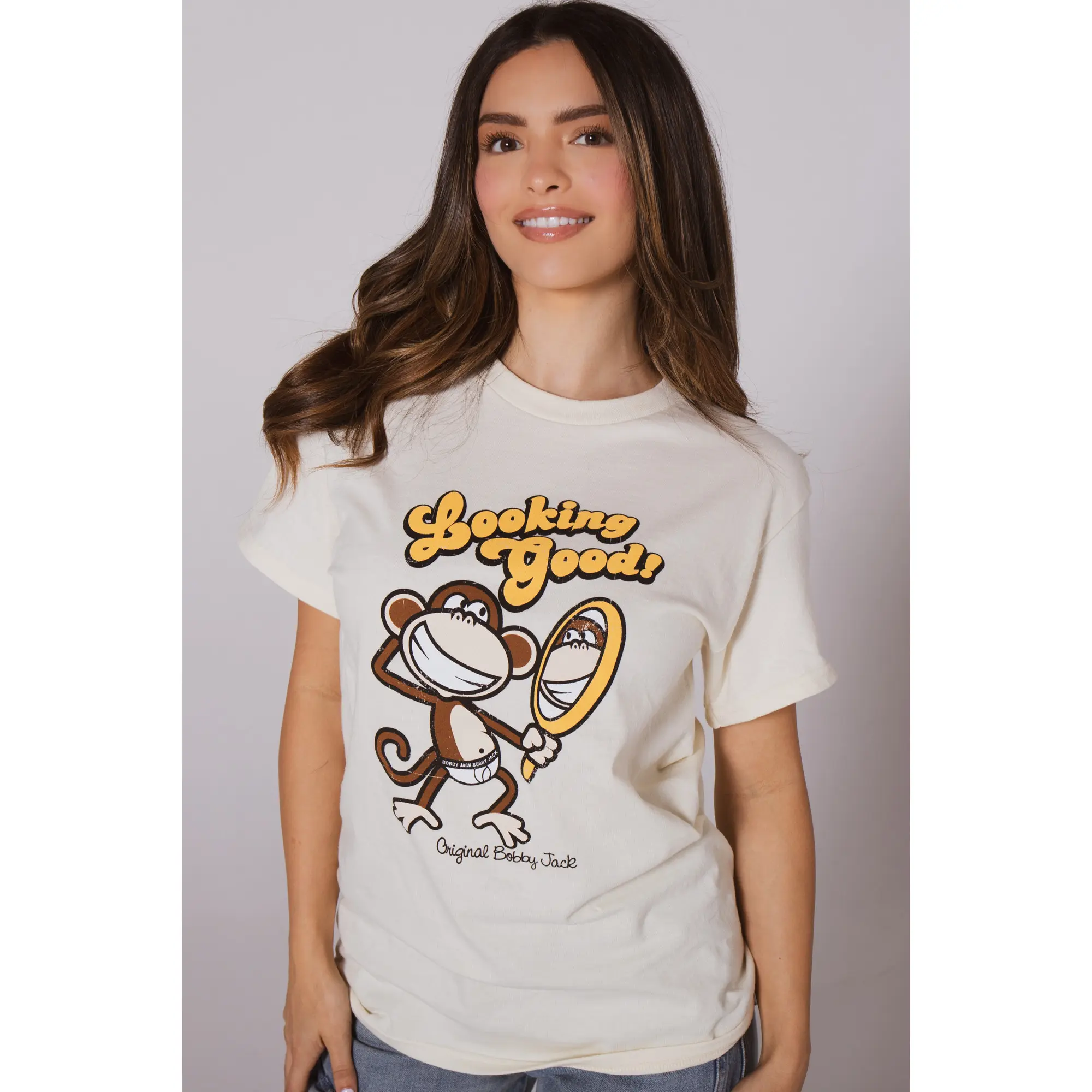 Looking Good - Bobby Jack Boyfriend T-Shirt -Cream