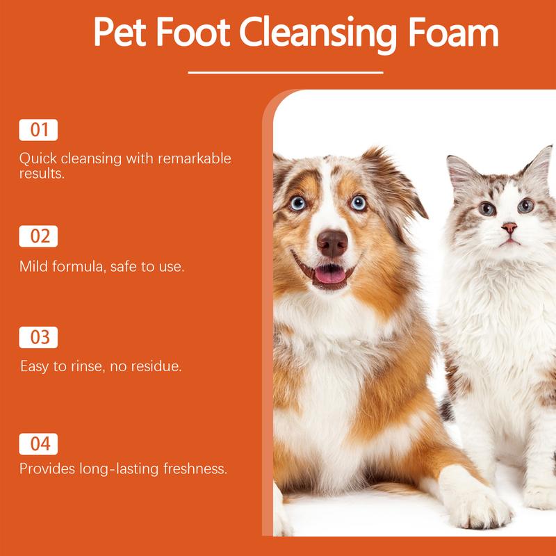 Foot foam cleaner - Gentle cleaning for cats and dogs' feet and ears, removing earwax, paw pads and odor.litter pellets, spray, litter tray, litter box, removal