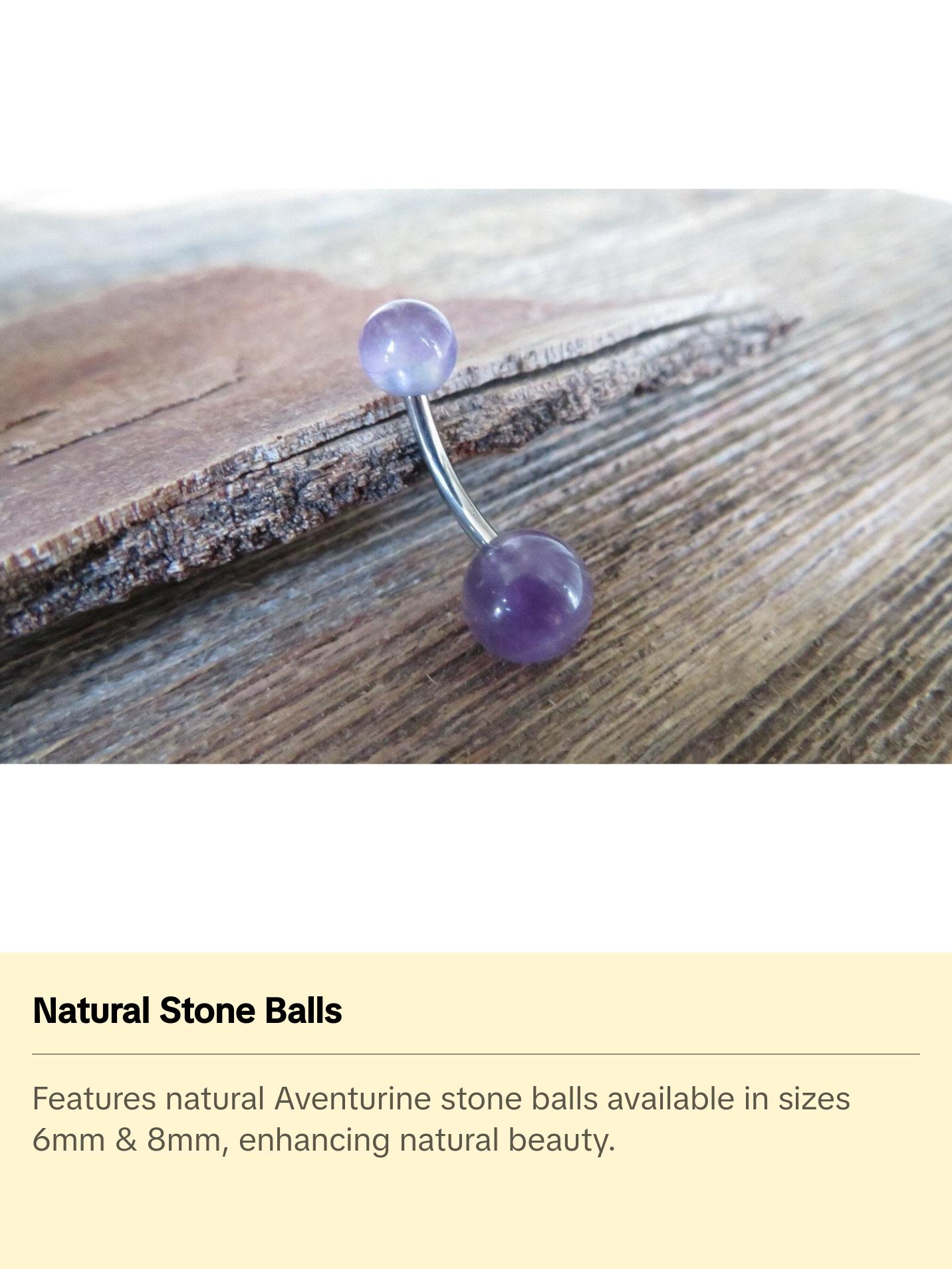 Titanium Ti6Al4V ELI Implant Grade Green Aventurine Natural Stone Belly Ring 14g (1.6mm) Piercing 8mm 10mm 12mm