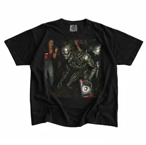 Funny Drunken Robot T-Shirt - Halloween Shirt, Horror Graphic Shirt - Unisex Vintage Graphic Tees Y2k Womenswear Top