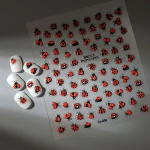 5D Embossed Ladybug Nail Stickers – Insect Decals for Nail Art, Phone, iPad