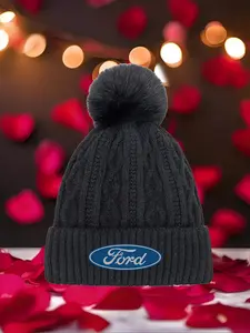 Ford Motor Company 2026 new model Multi Color Soft Fabric Pom Pom Winter Warm Cozy Unisex Headwear with Universal Fit Versatile Cold Weather Accessory for All Genders & Outfits Premium Quality Hats