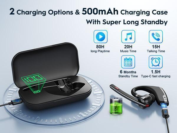 M51 New Bee Bluetooth Headset V5.2 with Dual Microphones, 80 Hours Playback Time, 500mAh Charging Box, Suitable for Office and Driving, Truck Drivers M51 New Bee Bluetooth Headset V5.2 with Dual Microphones, 80 Hours Playback Time, 500mAh Charging Box, Suitable for Office and Driving, Truck Drivers