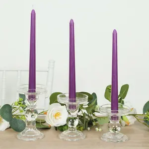 10-Pack Taper Candles 10" Premium Wax Design Purple - Unscented Candles