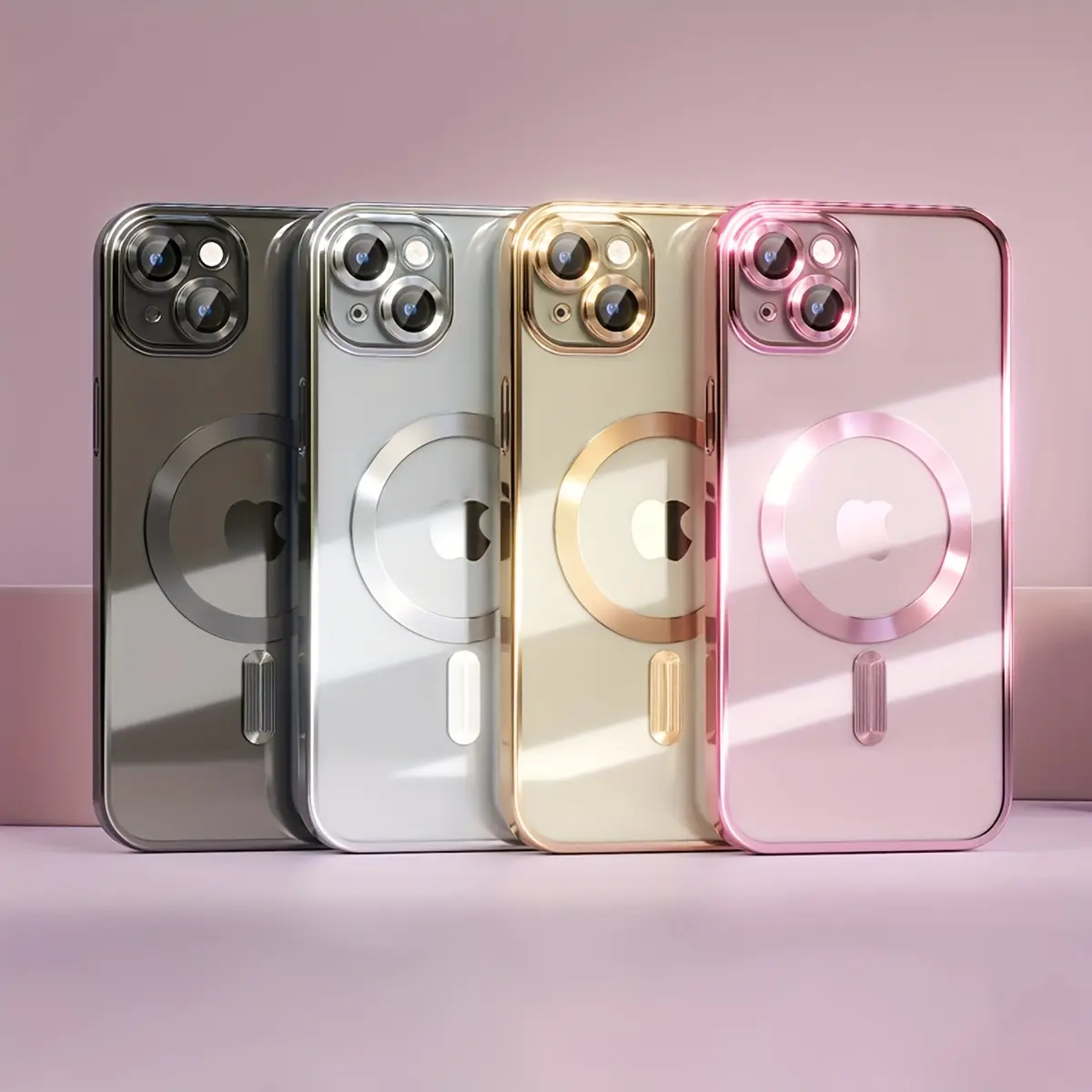 Luxurious Electroplated Magnetic Soft Transparent Wireless Charging Phone Case, Equipped with Camera Protector, Compatible with iPhone 16 15 14 13 12 11 Pro Max Plus Phone Case and Cover/QBJTCXDDTPU