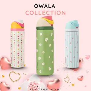 OWL Collection Water Bottle 24/32oz, Darling Daisy - Pillow Fight - Flower Crown, Strainless Steel Insulated, Cup with Straw, Ideal for Drinkware.