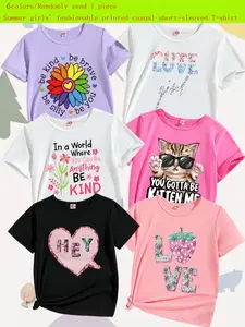 Randomly send 1pc from 6 Colors, 【Summer T-shirts-Daily and Festive Party Knitted Tops-Comfortable Round Neck Fitted Casual T-shirts-Birthday or School Uniforms-Professional Shirts, Fun Geometric Pattern Prints T-shirts, Outdoor Styles】