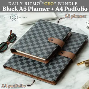 DAILY RITMO “CEO” Bundle – Black Checkered A5 Planner & Black A4 Padfolio Combo DAILY RITMO “CEO” Bundle – Black Checkered A5 Planner & Black A4 Padfolio Combo