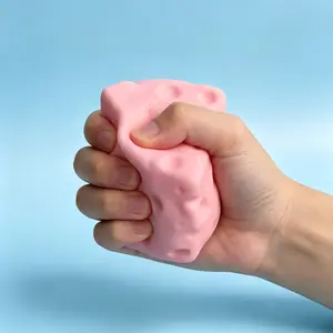 Viral Pink Cheese Cube Squishy 5cm, Dense Flour Filled Comfortable Hand Feel Decompression Toy