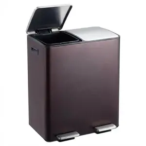 16 Gal Dual SS Step Trash Can, 2 Inner Bins, Recycling