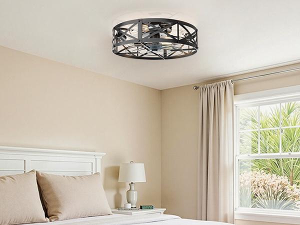Ceiling Fans with Lights, Fandelier Rustic Low Profile Ceiling Fan with Light and Remote, Small Bladeless Ceiling Fans with Lights for Kitchen, Bedroom