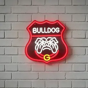 Bulldog Shield Wall LED Neon Light, USB Powered Adjustable Lighting, Perfect for Bars, Retro Stores, Party Atmosphere Decor