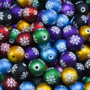 Acrylic Painted Snowflake Beads, Laser Cut Hollow Carved Colorful Christmas Snowflake Beads, Cute Beads for DIY Bracelet Necklace Jewelry Making