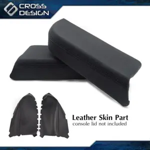 CROSSDESIGN Black Vinyl Leather Front Door Panels Armrest Covers Fit For 09-13 Honda Pilot