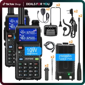 BAOFENG GMRS Radios 5RH 10W Long Range Walkie Talkie Kit– 2-Way Radio with 771 Upgraded Antenna, Speaker Mic & NOAA Weather Alert | USB-C Charging & Programming Cable for Adults, Perfer for Camping Hiking Hunting Fishing Cruise Road Trip, Audio