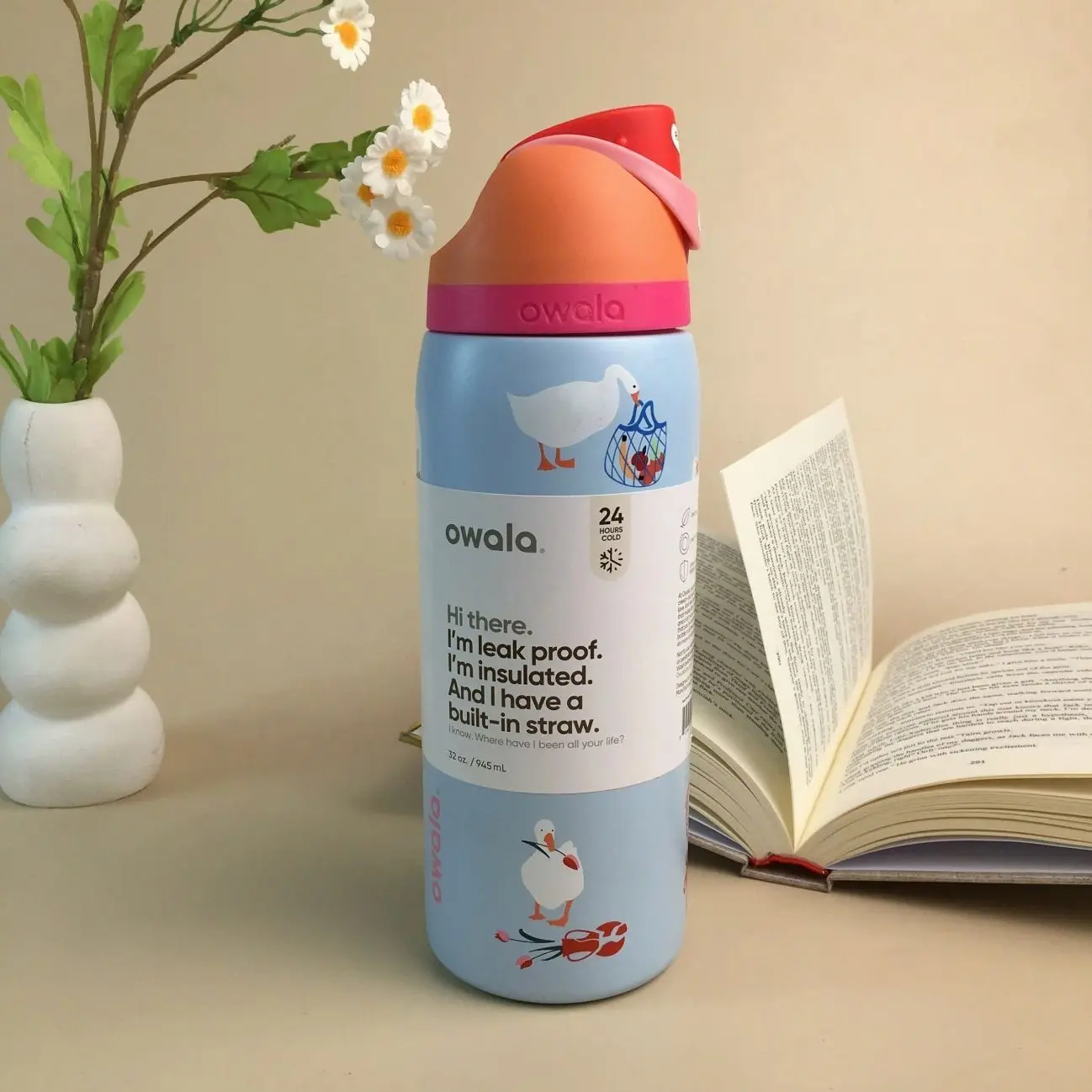 Owala - Silly Goose Stainless Steel Insulated Water Bottle Leakproof Double Wall Vacuum Tumbler Reusable Travel Cup for Office Outdoor