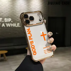 GOD'S PLAN Lsaiah 60:22 Orange Pattern four-corner drop-proof TPU phone case for iPhone 17 Pro Max Air 16 Pro Max 15 14 13 12 11 Plus Simple and stylish camera protection Shockproof Anti-Drop Durable Case