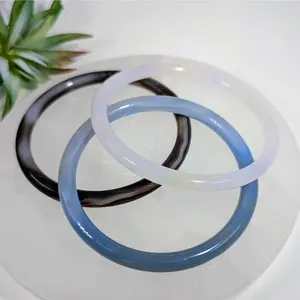 Black and White Agate Chalcedony 2.5 Bangle Bracelet Agate Chalcedony 2.5" Crystal Bangle Bracelet #LV9649