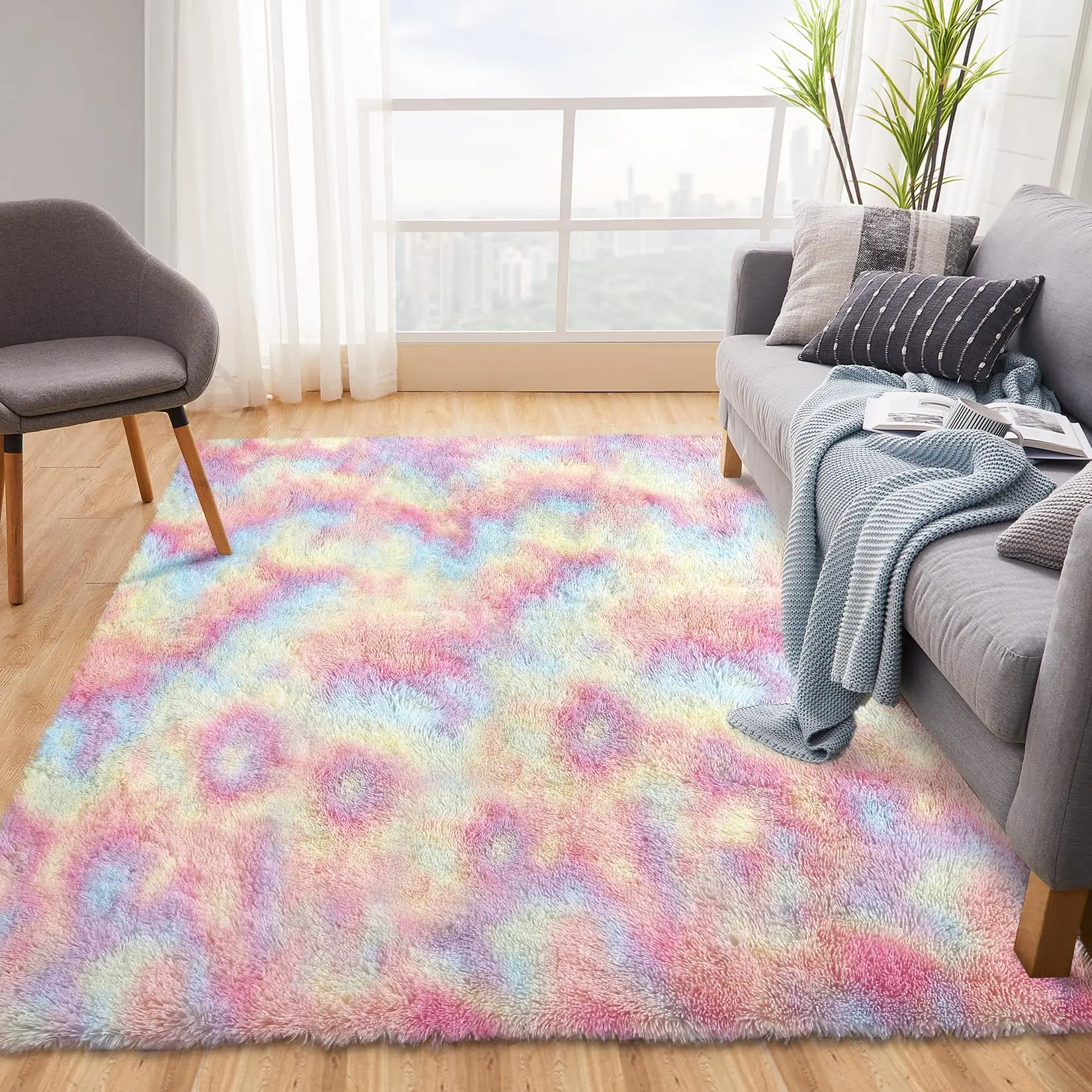 【GARVEE】9x12 Ultra Soft Indoor Modern Area Rug with Thick Plush Shag Texture, Luxurious and Fluffy Carpet Ideal for Living Room, Bedroom, Nursery, Playroom, Dorm, and Multi-Purpose Spaces