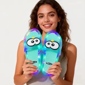 BIQIHERE TikTok Viral Fast Flashing LED Slippers, Contrast Vibe Crystal Sandals, Ultra Bright Glow Slippers for Dark, Party Atmosphere Footwear Perfect Gift for Couples Night Walks Parties Flip Flop Slide Slippers for Women - Girl, Footwear