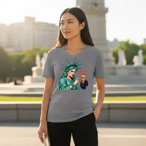 Quiet Piggy Liberty Edition Graphic T-Shirt - Unisex Gray Tee with Bold Statue of Liberty & Pig Design
