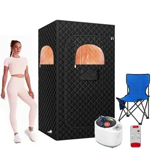 Upgraded Version Portable Sauna for Home Full Body Personal Sauna Steam Sauna Tent at Home Spa with 3.0L 1200W Steam Generator, 90 Minute Timer, Foldable Chair, Remote Control, Sauna Box(Black)